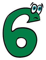 Image showing Emoji of the sad green number six vector or color illustration