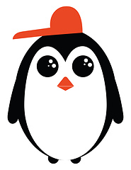 Image showing Cute little penguin in a red hat vector or color illustration