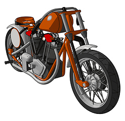 Image showing Orange and grey vintage motorcycle vector illustration on white 