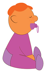 Image showing A baby with a pacifier, vector color illustration.
