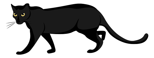 Image showing Cartoon panther set on isolated white background viewed from the