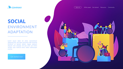 Image showing Social adaptation of disabled people concept landing page