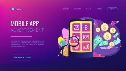 Image showing App monetization concept landing page.