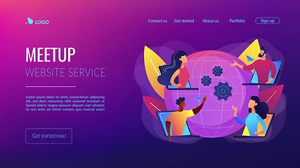 Image showing Online meetup concept landing page