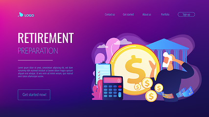 Image showing Retirement preparation concept landing page.