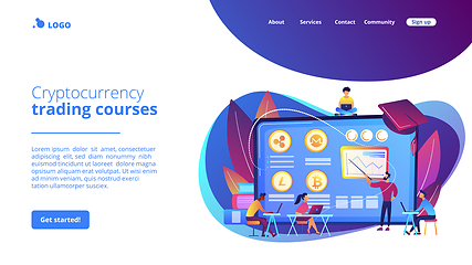 Image showing Cryptocurrency trading courses concept landing page