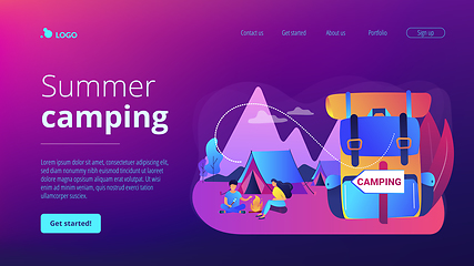 Image showing Summer camping concept landing page.