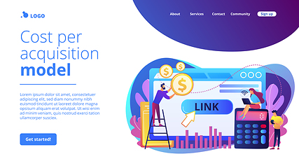 Image showing Cost per acquisition CPA model concept landing page.