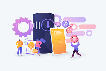 Image showing Smart speaker apps development concept vector illustration.