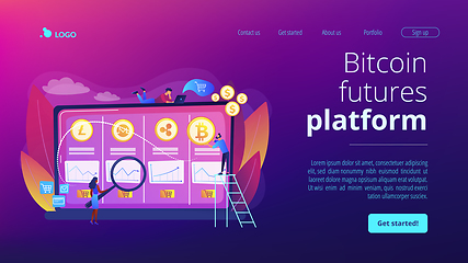 Image showing Cryptocurrency trading desk concept landing page