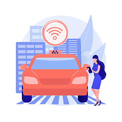 Image showing Autonomous taxi abstract concept vector illustration.