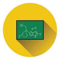 Image showing Icon of chemistry formula on classroom blackboard