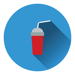 Image showing Disposable soda cup and flexible stick icon