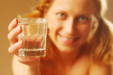 Image showing Woman with glass