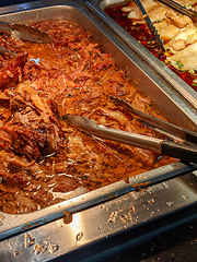 Image showing trays of seafood and bbq at a restaurant