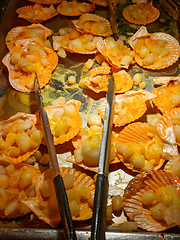 Image showing trays of seafood and bbq at a restaurant