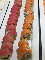 Image showing trays of seafood and bbq at a restaurant