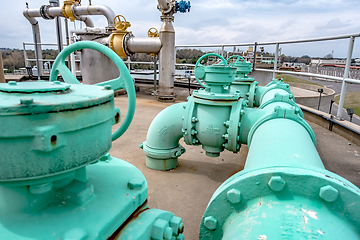 Image showing large water valve at waste water plant