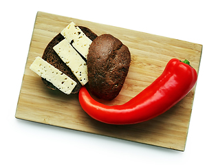 Image showing Bread, cheese and pepper