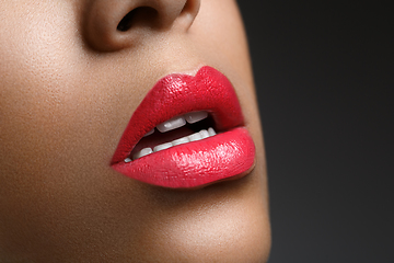 Image showing beautiful woman lips closeup