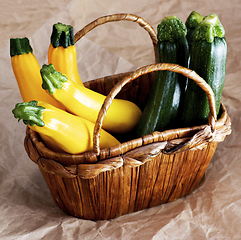 Image showing Fresh Yellow and Green Zucchini