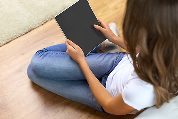 Image showing teenage girl with tablet pc computer at home