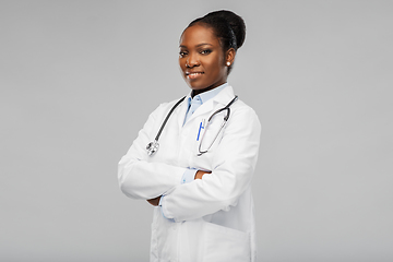 Image showing african american female doctor with stethoscope