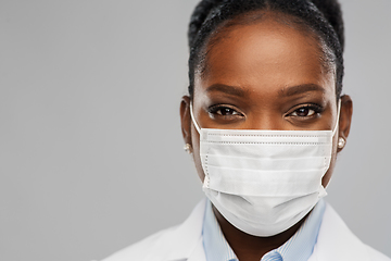 Image showing african american female doctor in facial mask