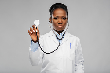 Image showing african american female doctor with stethoscope