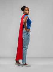 Image showing african american woman in red superhero cape