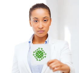 Image showing african american doctor with coronavirus sign