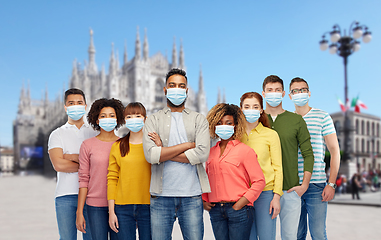 Image showing people wearing protective medical mask in italy