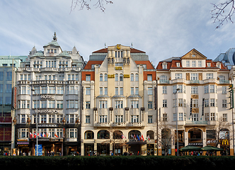 Image showing Advent time Christmas market at Wenceslas square, Prague