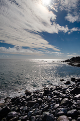 Image showing beautiful wild beach with black sand