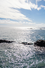 Image showing beautiful wild beach with black sand