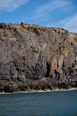 Image showing beautiful wild beach with black sand