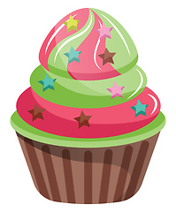 Image showing Cupcakes with star shaped sprinklesillustration vector on white 