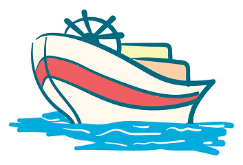 Image showing Modern yacht with steering wheel vector or color illustration