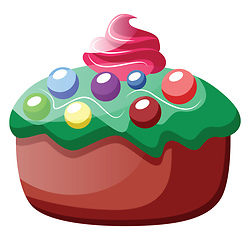Image showing Cupcake with green frosting and colorful sprinklesillustration v