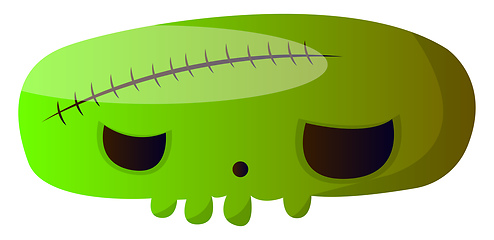 Image showing Big scary cartoon green skull vector illustartion on white backg