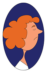 Image showing Portrait of the profile of a girl over blue background viewed fr