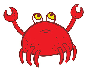 Image showing Sad red crab  vector illustration on white background