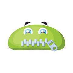 Image showing Green monster emoji with zipped mouth vector illustration on a w