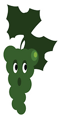 Image showing Emoji of a green grape vine with a surprised look vector color d