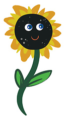 Image showing Cartoon funny happy sunflower vector or color illustration