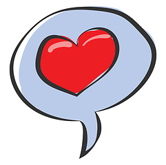 Image showing Clipart of a speech bubble with a red heart vector or color illu