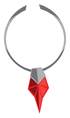 Image showing A stylist silver necklace with a beautiful ruby pendant vector c