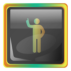 Image showing Standing man grey vector icon illustration with colorful details