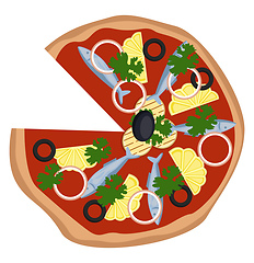 Image showing Pizza with sardinelemon and grilled veggiePrint