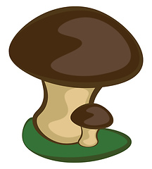 Image showing Cute mom and baby cartoon mushrooms vector or color illustration